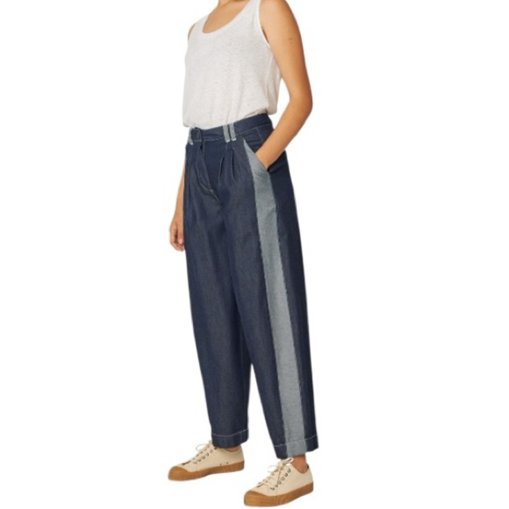 NWT SKFK Aralar GOTS Raw Denim Lightweight Blue High Waist Pants EU 38 | US 6 - Picture 1 of 14